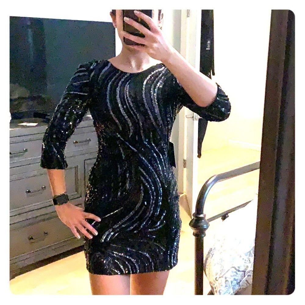 Black and grey sequin dress